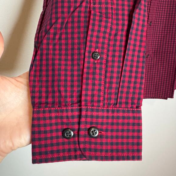 Hawker Rye Men's Checkered Button-Down Shirt Burgundy 100% Cotton NWT XL - Picture 4 of 8